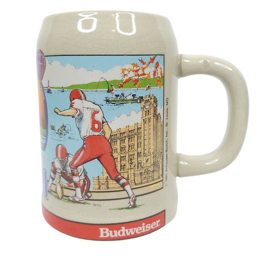 Vtg 1991 Anheuser Busch Budweiser Beer Mug Stein Bud Ceramic Wake Up To Missouri